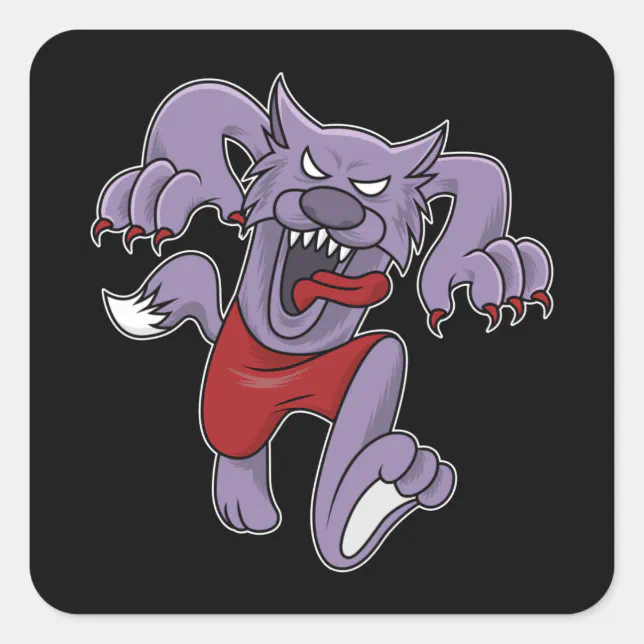 Werewolf cartoon scary werewolves Halloween Gift Square Sticker | Zazzle