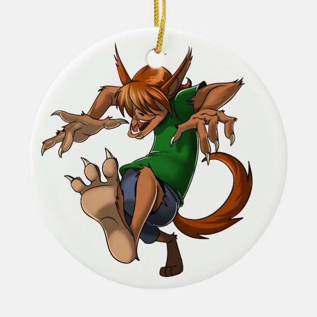 Werewolf Ceramic Ornament (Front)