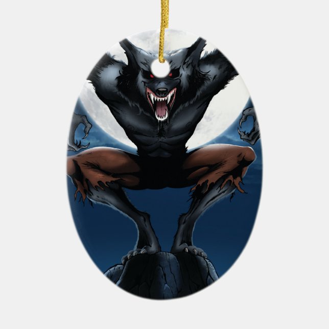 Werewolf Ceramic Ornament (Front)