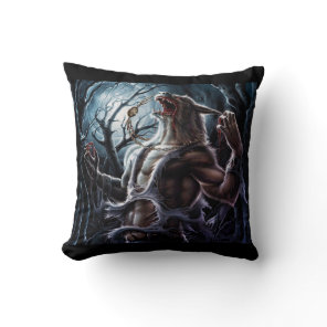 Werewolf Changing Throw Pillow