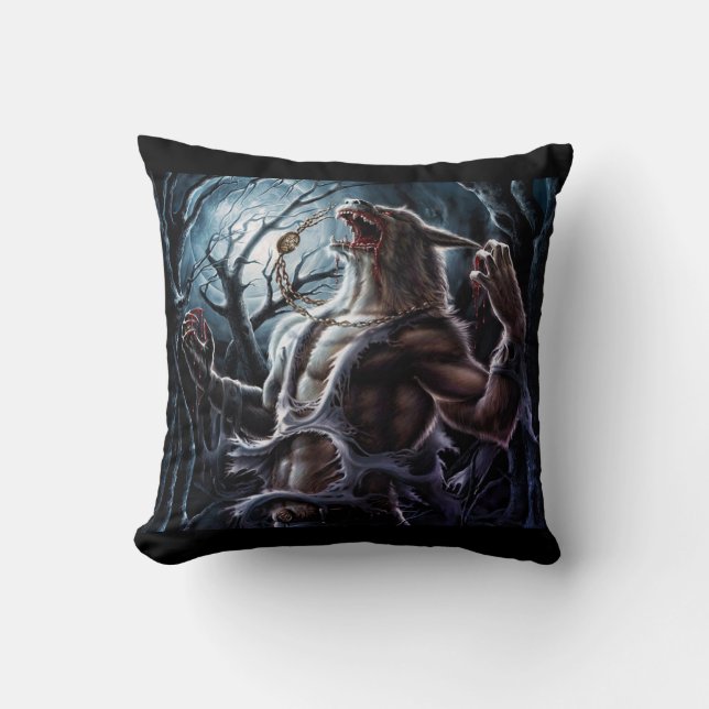 Werewolf Changing Throw Pillow (Front)