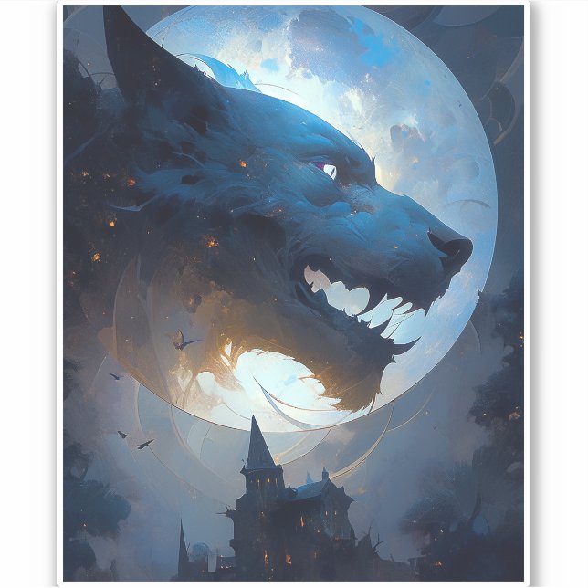Werewolf Dark Fantasy Horror Sticker (Front)