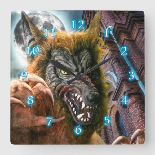 Werewolf Full Moon Fever Square Wall Clock