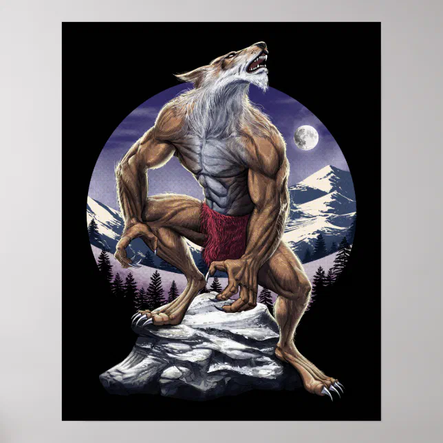 werewolf-full-moon-howling-poster-zazzle