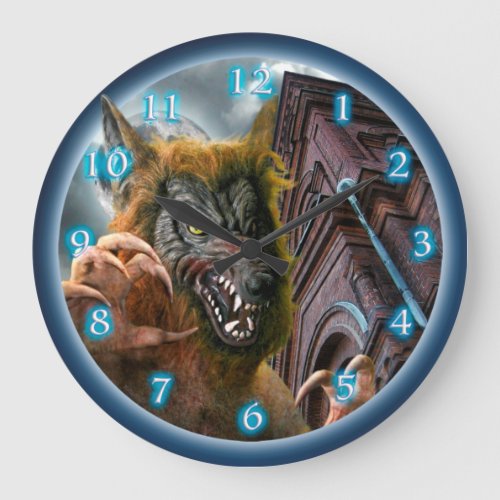 Werewolf Full Moon Large Clock