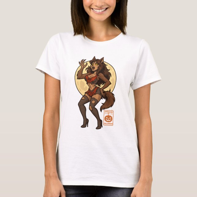 Werewolf Girl Cartoon T-Shirt (Front)