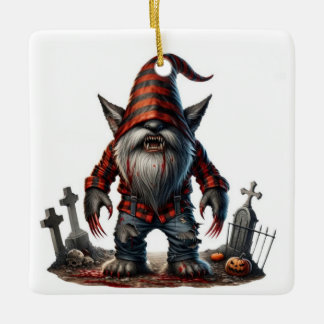 Werewolf Gnome Ceramic Ornament