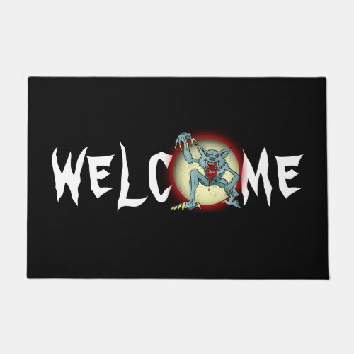 Werewolf Greyback Red Full Moon Halloween Entryway Doormat