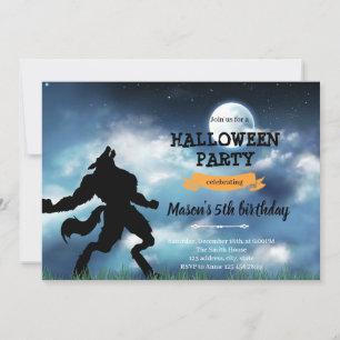 Werewolf halloween birthday invitation