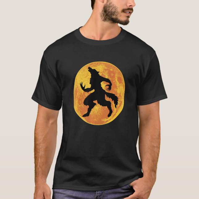 Werewolf Halloween Full Moon Scary Wolf Horror Laz T-Shirt (Front)