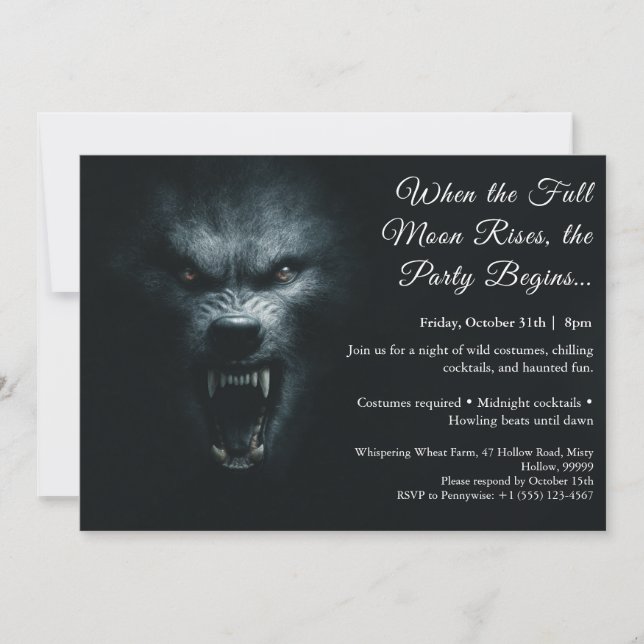 Werewolf Howl Halloween Costume Party Invitation (Front)