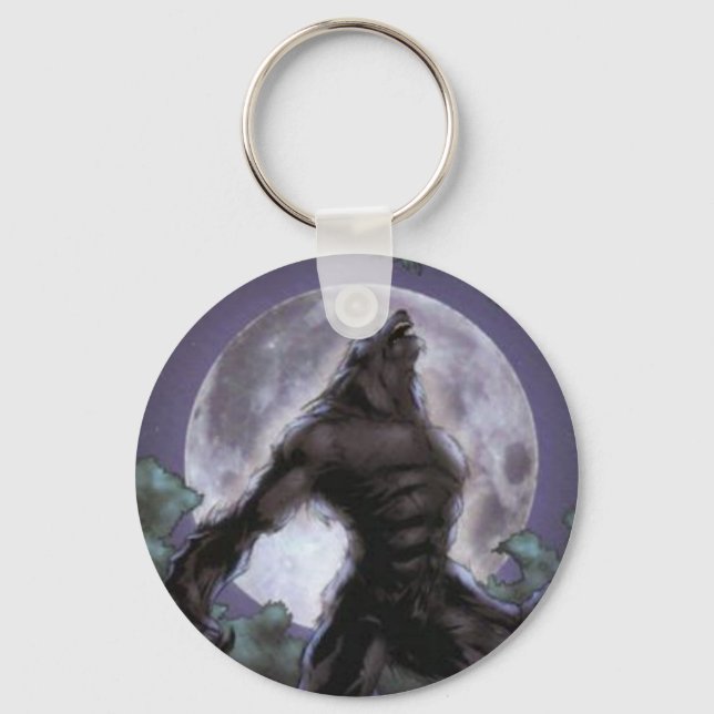Werewolf Howling At The Moon Keychain (Front)