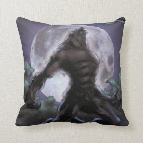 Werewolf Howling At The Moon Throw Pillow