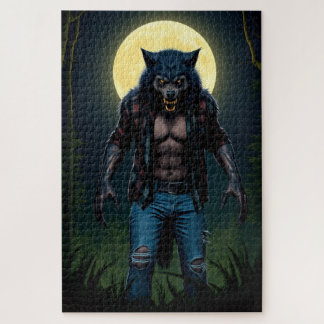 Werewolf in the forest by the moonlight jigsaw puzzle