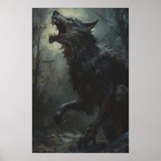 Werewolf In The Night, Art Poster Print