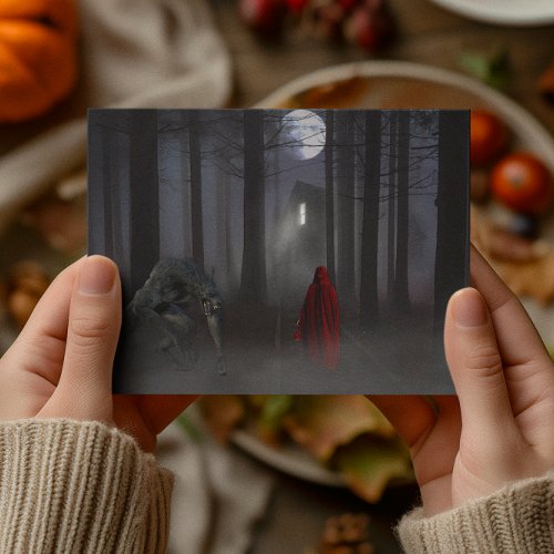 Werewolf Little Red Riding Hood Spooky Postcard