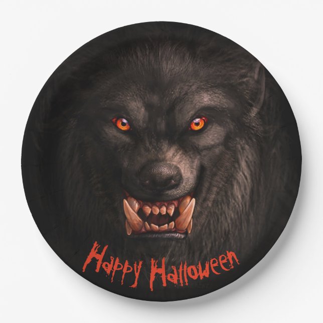 Werewolf (Lycanthropy) Halloween Paper Plates (Front)