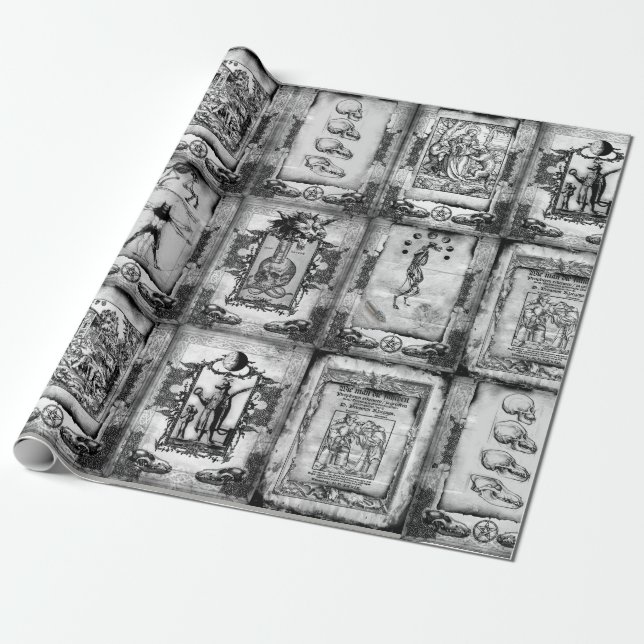 Werewolf Manuscript Wrapping Paper black/white (Unrolled)
