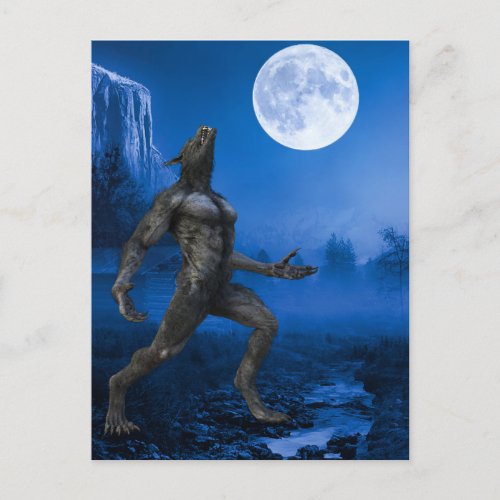 Werewolf Moon Landscape halloween Postcard