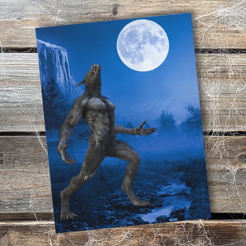 Werewolf Moon Landscape halloween Postcard