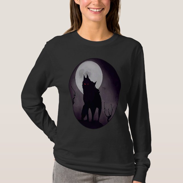 Werewolf Moon Night Horror Full Moon Scary Women M T-Shirt (Front)