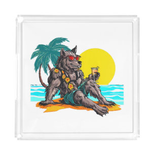 werewolf on vacation acrylic tray