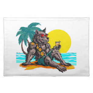 werewolf on vacation cloth placemat