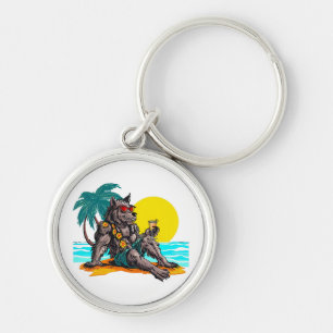 werewolf on vacation keychain