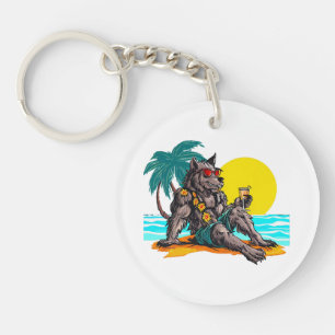 werewolf on vacation keychain
