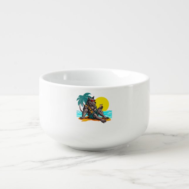 werewolf on vacation soup mug (Front)