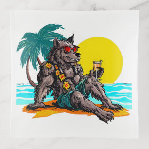 werewolf on vacation trinket tray