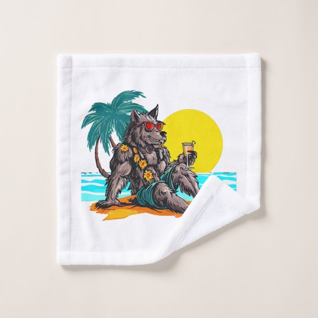 werewolf on vacation wash cloth (Wash Cloth)
