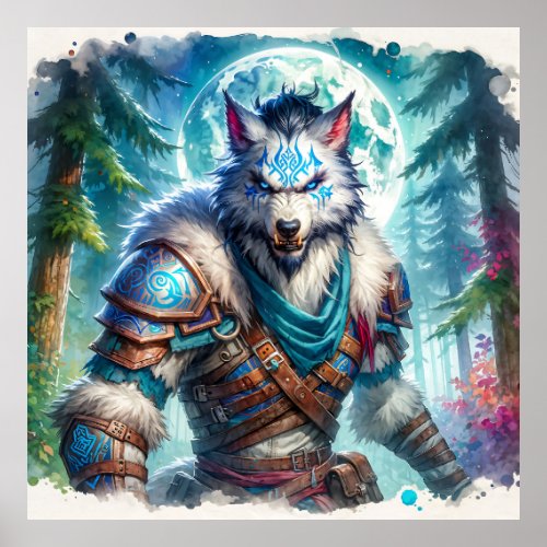 Werewolf Ranger in a Mysterious Forest Poster