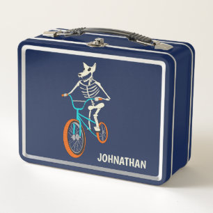 Werewolf Skeleton on a BMX Bike Personalized Metal Lunch Box