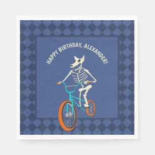 Werewolf Skeleton on a BMX Bike Personalized Napkins
