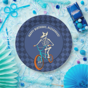 Werewolf Skeleton on a BMX Bike Personalized Paper Plates