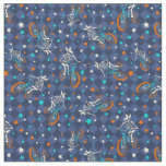 Werewolf Skeletons and BMX Bikes Patterned Fabric