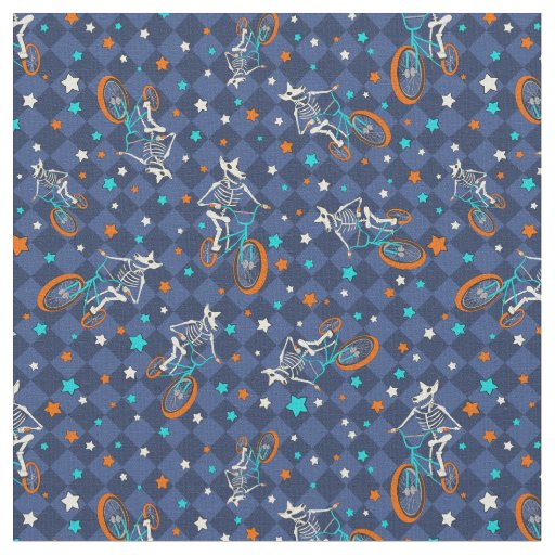 Werewolf Skeletons and BMX Bikes Patterned Fabric