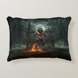 Werewolf Soccer Player Halloween Horror Art Accent Pillow