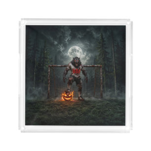 Werewolf Soccer Player Halloween Horror Art Acrylic Tray