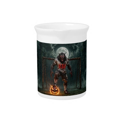 Werewolf Soccer Player Halloween Horror Art Beverage Pitcher