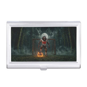 Werewolf Soccer Player Halloween Horror Art Business Card Case