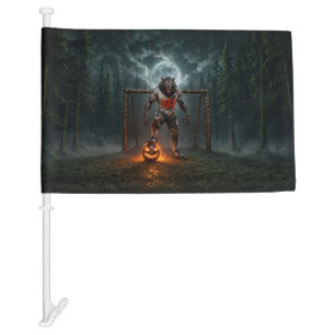 Werewolf Soccer Player Halloween Horror Art Car Flag