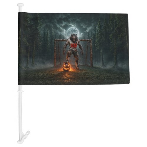 Werewolf Soccer Player Halloween Horror Art Car Flag