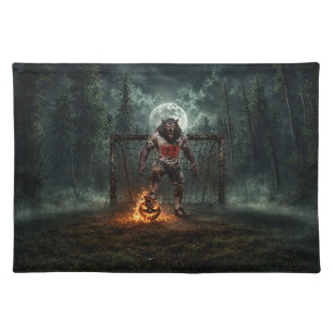 Werewolf Soccer Player Halloween Horror Art Cloth Placemat