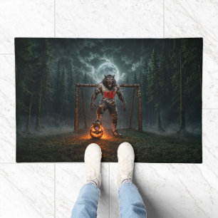 Werewolf Soccer Player Halloween Horror Art Doormat