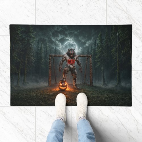 Werewolf Soccer Player Halloween Horror Art Doormat