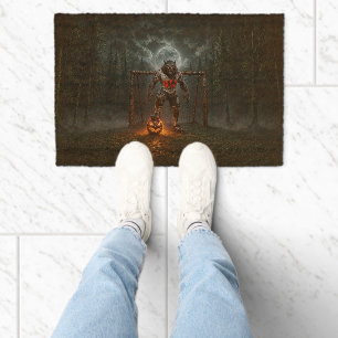Werewolf Soccer Player Halloween Horror Art Fiber Doormat