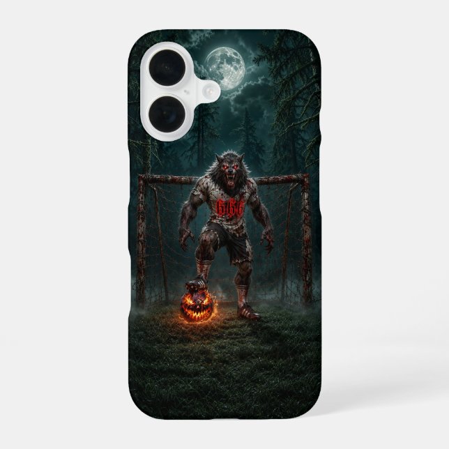 Werewolf Soccer Player Halloween Horror Art iPhone Case (Back)