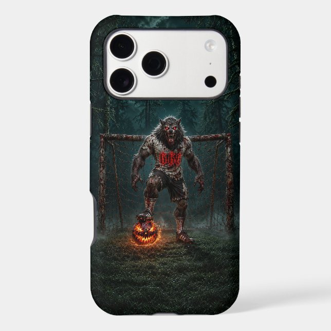 Werewolf Soccer Player Halloween Horror Art iPhone Case (Back)